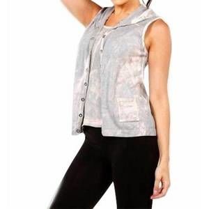 NEW ANGEL bleach snap-front hoodie vest in marble